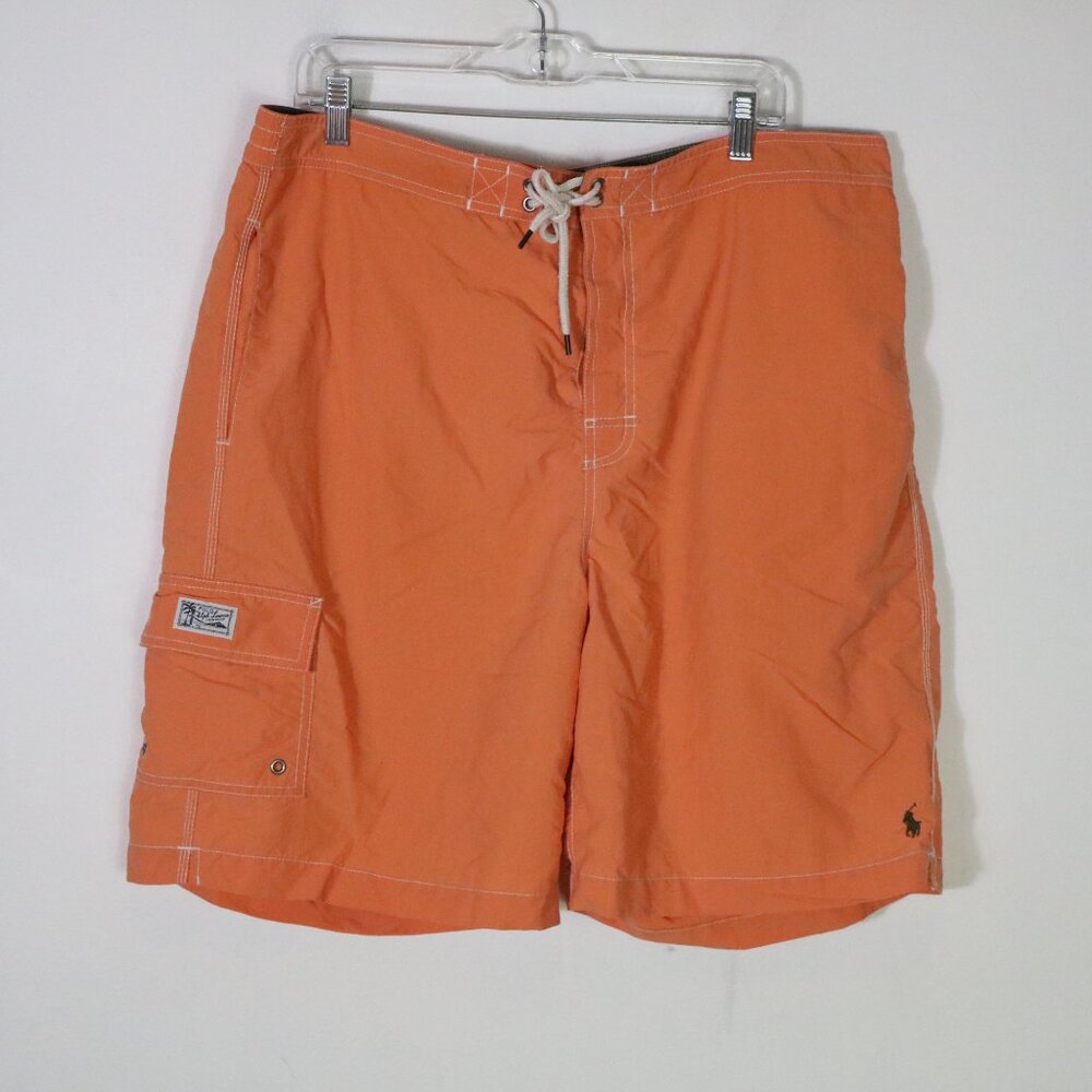 Polo Ralph Lauren Swim Trunks Mens XXL 8.5" Inseam Orange Pockets 38 Waist